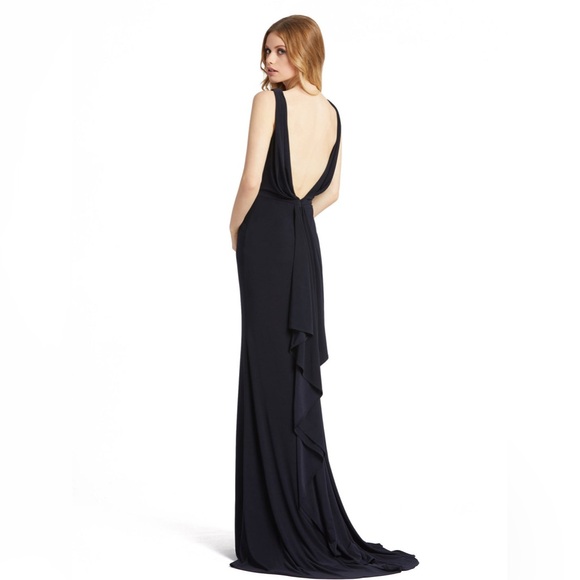 Mac Duggal Sleeveless V Neck Jersey Gown size 8 in Midnight. New with tag - Picture 3 of 9